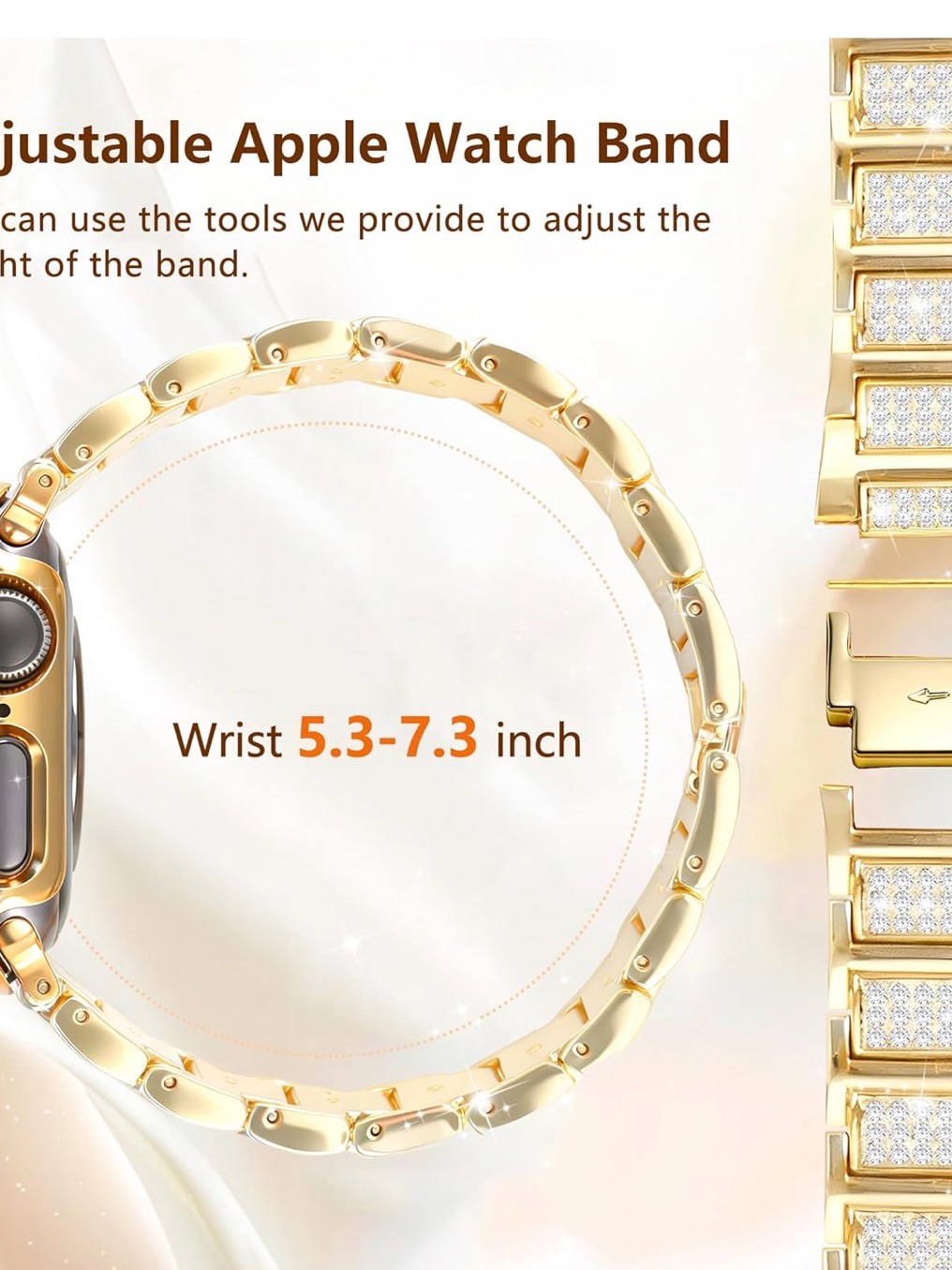 Apple Gold BraceletStyle Watch Band With Crystal Links